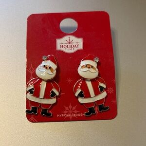 Holiday Time Santa drop theme Earrings - Red and White Holiday jewelry New Xmas